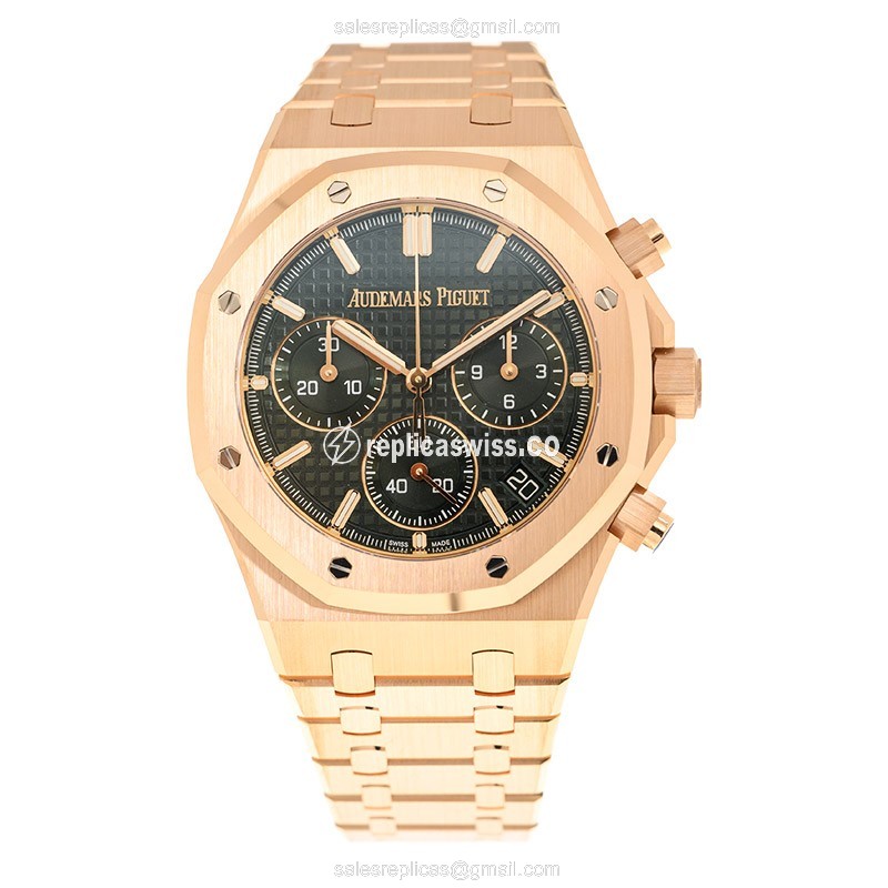 Audemars Piguet Royal Oak Replica - Automatic - 18kt Rose Gold - Green Dial - Gold Clasp & Band - View 2