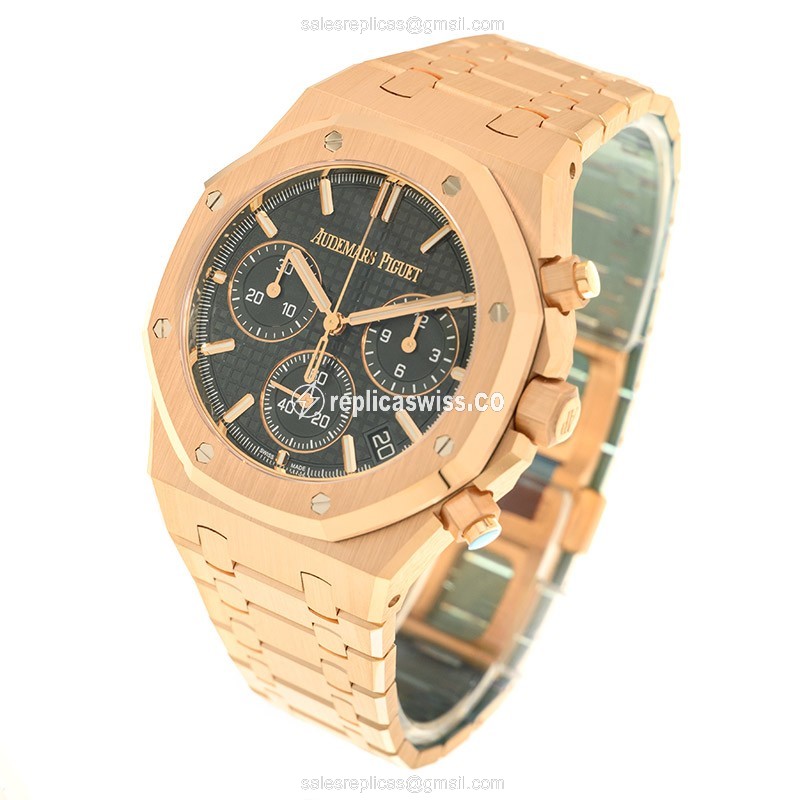 Audemars Piguet Royal Oak Replica - Automatic - 18kt Rose Gold - Green Dial - Gold Clasp & Band - View 3