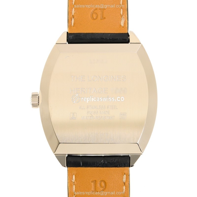 Longines Heritage Replica - Automatic - Stainless Steel - Silver Dial - Black Alligator Strap - View 3