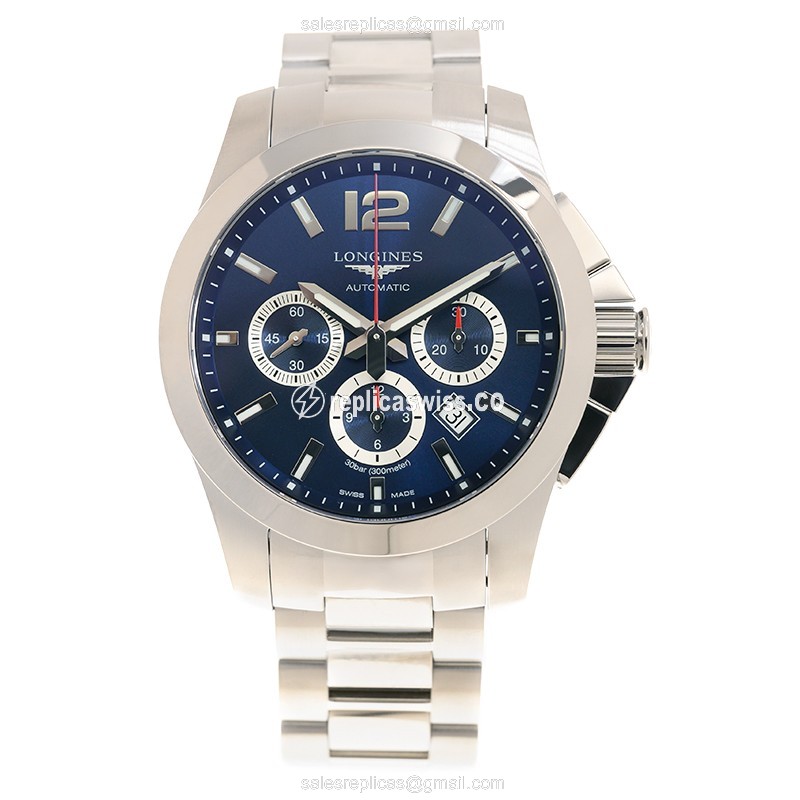 Longines CONQUEST Replica - Automatic - Steel Case - Blue Dial - Silver Clasp - View 2