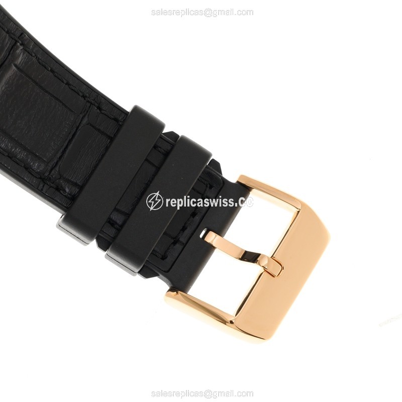 Franck Muller V45 Gravity CS 18kt Rose Gold Manual Wind - Transparent Dial - Black Leather Strap - View 4