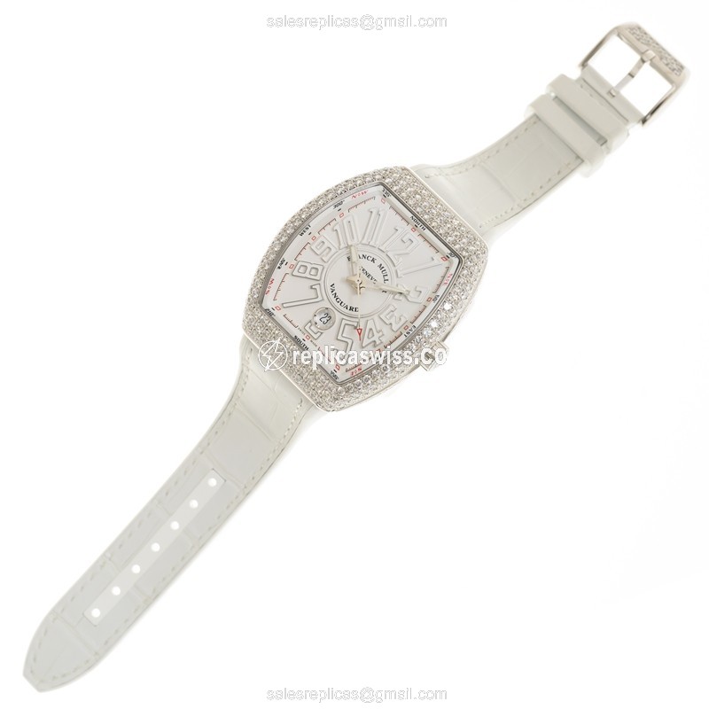 Franck Muller V 41 SC DT D OG.BC Vanguard Auto 18kt White Gold & Diamond - Buckle Clasp - View 2