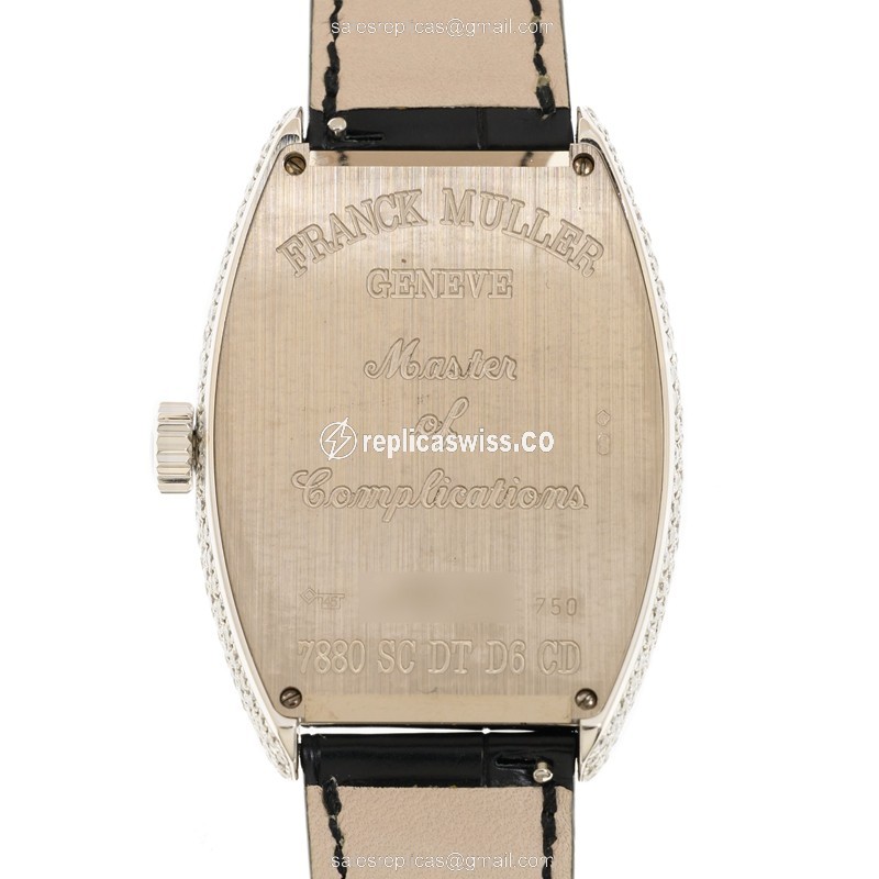 Franck Muller 7880 SC DT D6 CD OG Replica - Automatic - White Gold Case - Diamond - Silver Dial - View 3