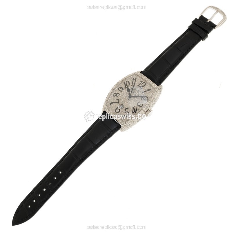 Franck Muller 7880 SC DT D6 CD OG Replica - Automatic - White Gold Case - Diamond - Silver Dial - View 2