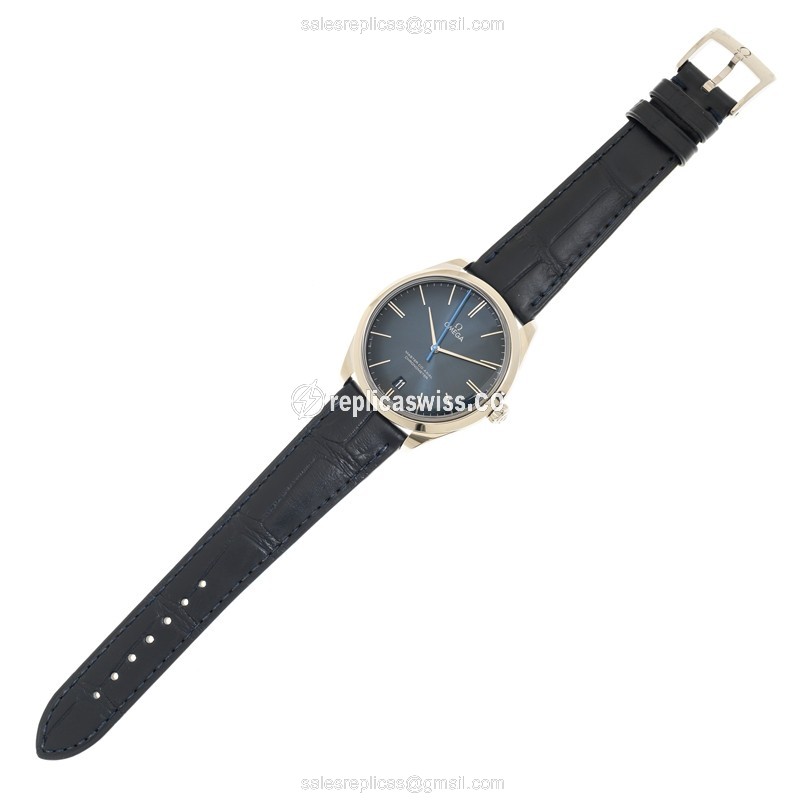 Omega Replica DE VILLE - Manual - Steel Case - Blue Dial - Alligator Blue Buckle - View 2