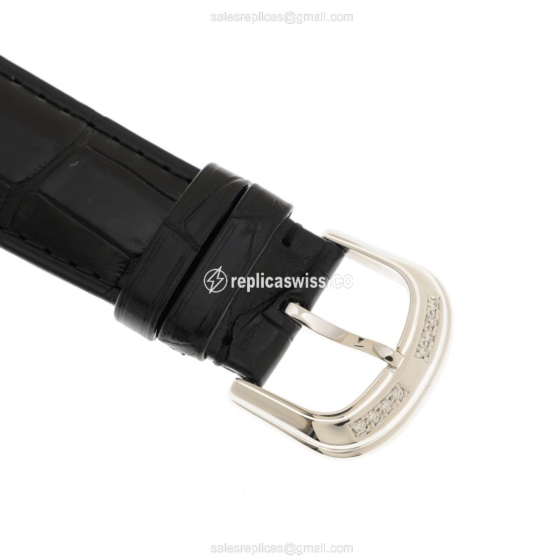 Franck Muller 8880 SC GOTH IND D CD Replica - Automatic - 18kt White Gold - Diamond - Black Dial - Leather Strap - View 4