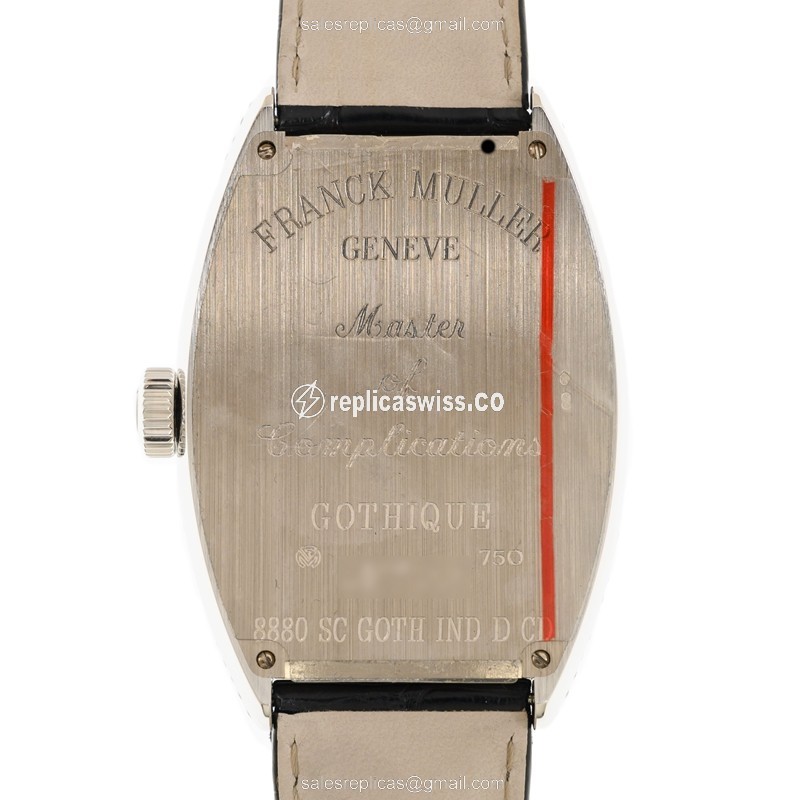 Franck Muller 8880 SC GOTH IND D CD Replica - Automatic - 18kt White Gold - Diamond - Black Dial - Leather Strap - View 3