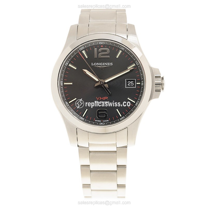 Longines Conquest Replica - Quartz - Black Dial - Steel Case - Silver Band - Clasp - View 2