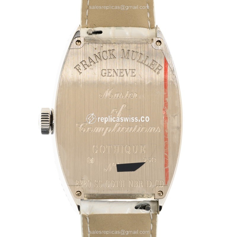 Franck Muller 8880 SC GOTHIQUE - Automatic - 18kt White Gold - Diamond - Black Dial - Leather Strap - White Buckle - View 3