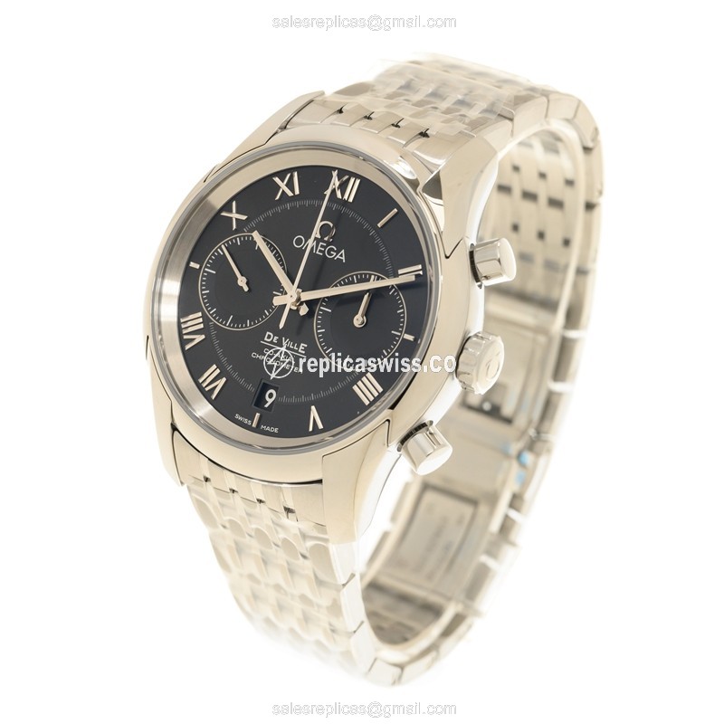 Omega Replica DE VILLE - Automatic - Stainless Steel - Black Dial - Silver Clasp - View 3