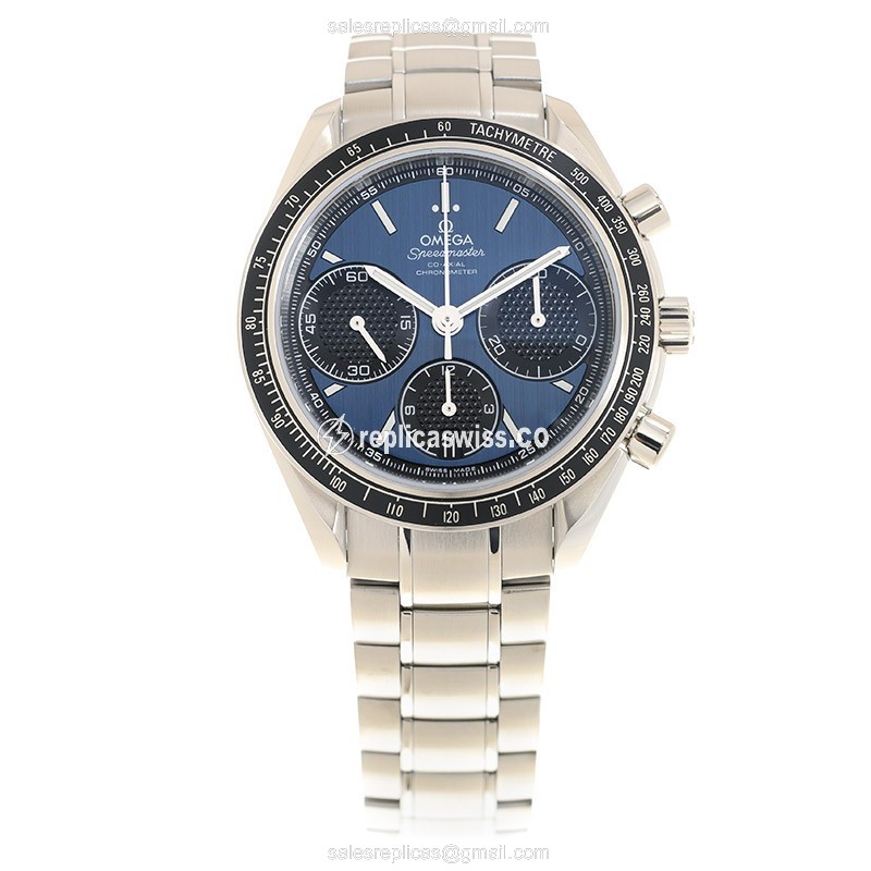 Omega Speedmaster Replica - Automatic - Steel Case, Blue Dial on Silver Strap - View 2