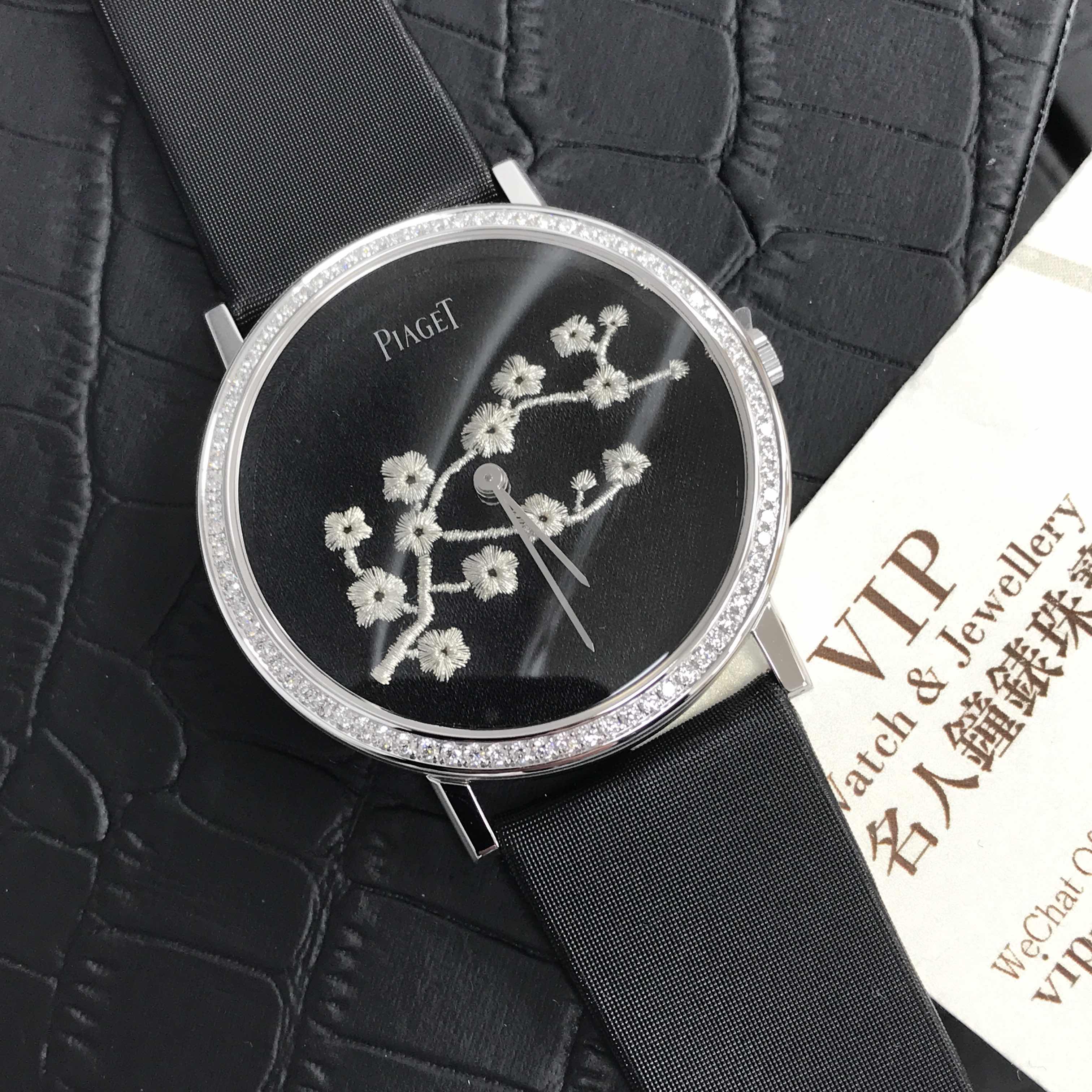 Piaget ALTIPLANO Replica - Manual - 18kt White Gold - Diamond - Black - Satin Black Buckle - View 4
