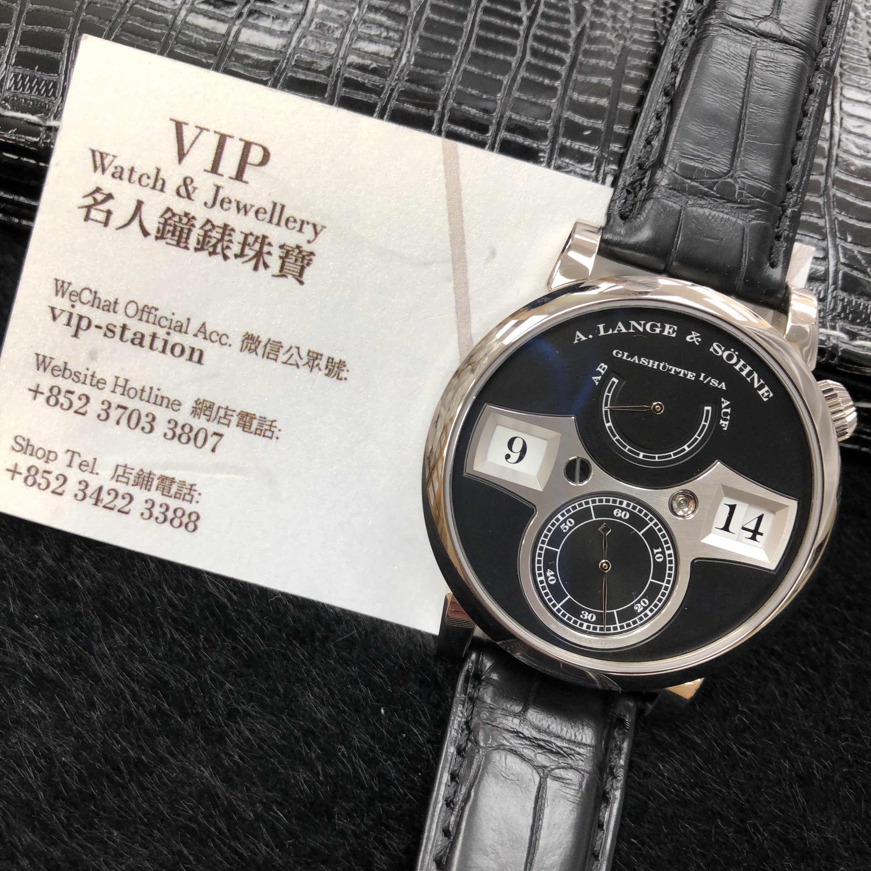 A Lange & Sohne OWL Series - Automatic - 18kt White Gold - Black Dial - Alligator Black Buckle - View 4