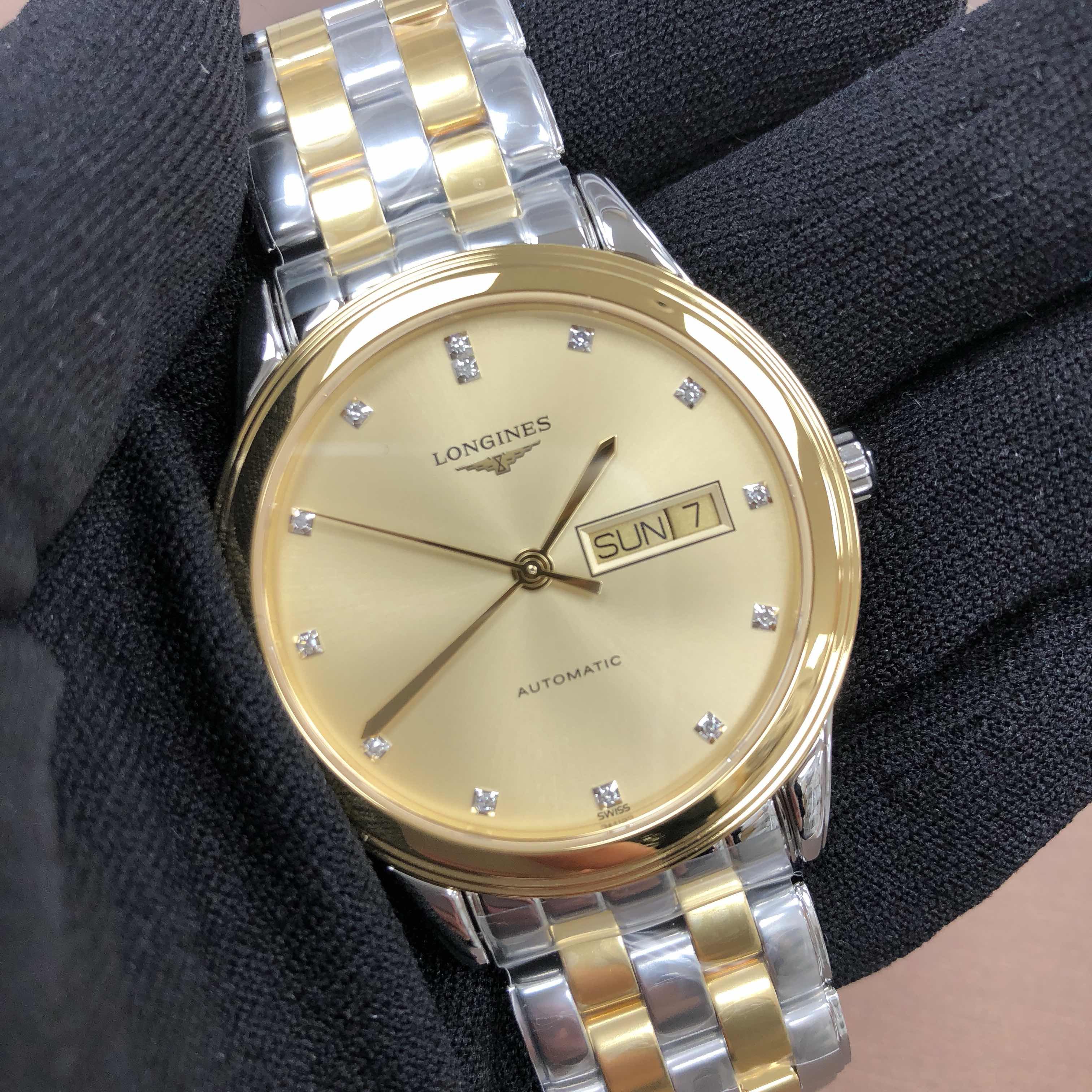 Longines L4.899.3.37.7 Flagship - Automatic - Gold & Steel Case - Gold Strap - View 2