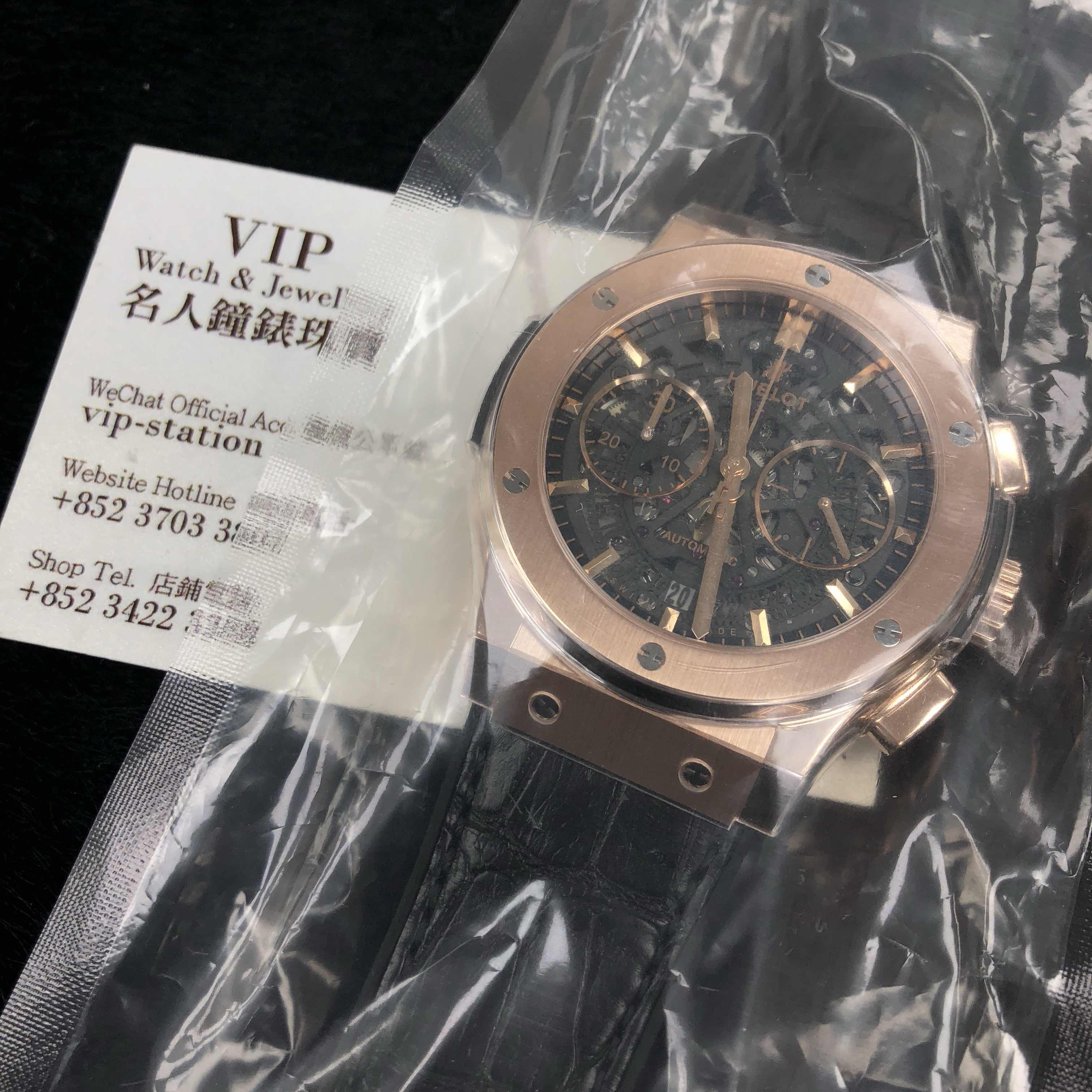 Hublot Classic Fusion Replica - Automatic 18kt Rose Gold - Black Dial, Leather Strap - View 4