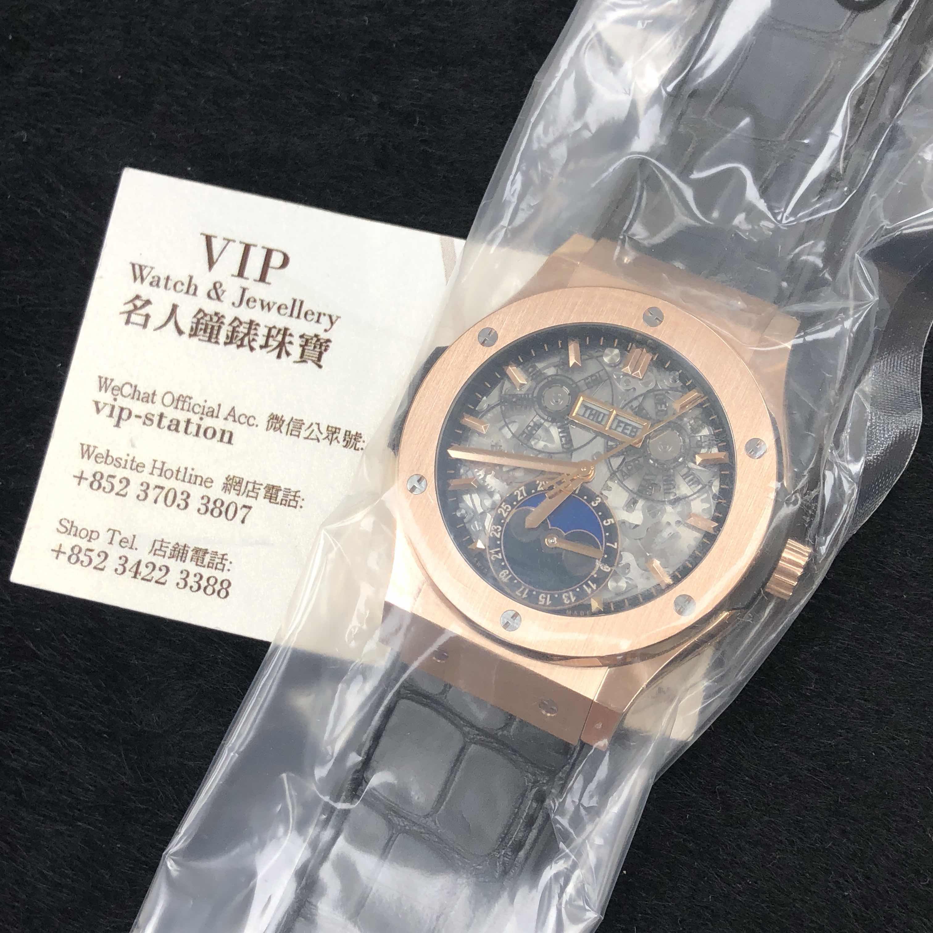 Hublot Classic Fusion Replica - Automatic - 18kt Rose Gold - Black Dial - Leather Strap - View 4