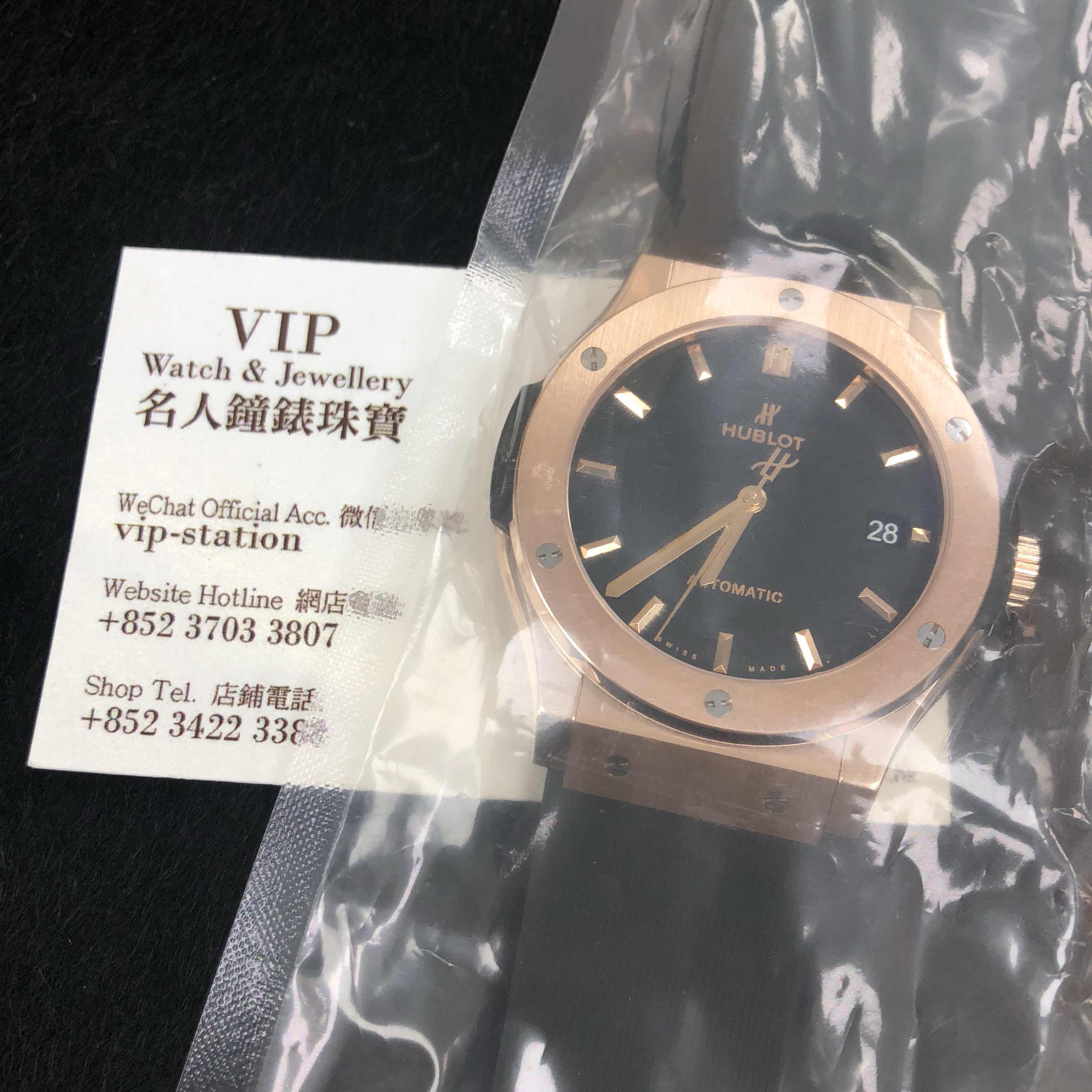 Hublot Classic Fusion Replica - Automatic - 18kt Rose Gold - Black Dial - Leather Strap - View 4
