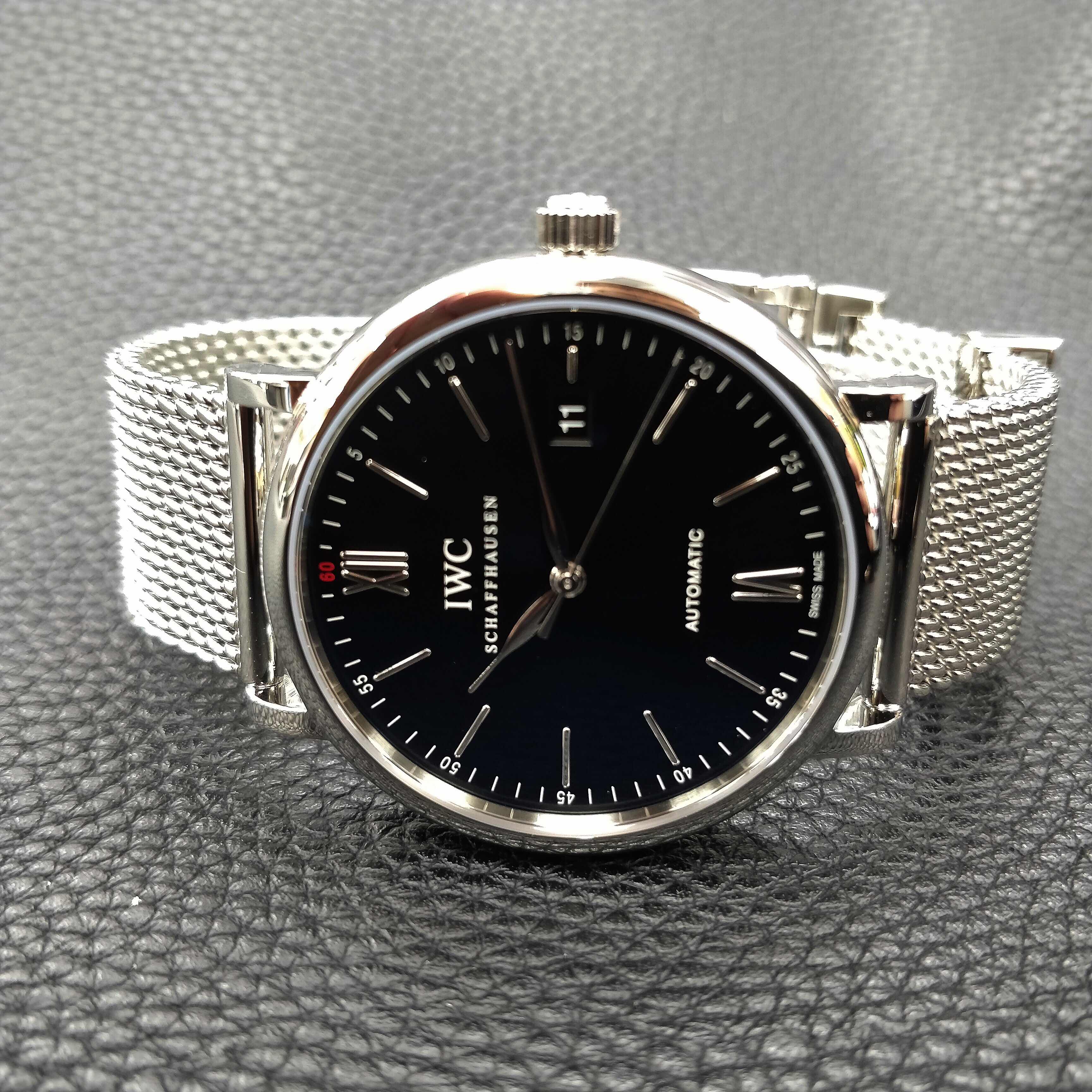 IWC Portofino Replica - Automatic - Black Dial - Steel Case - Silver Strap - View 4