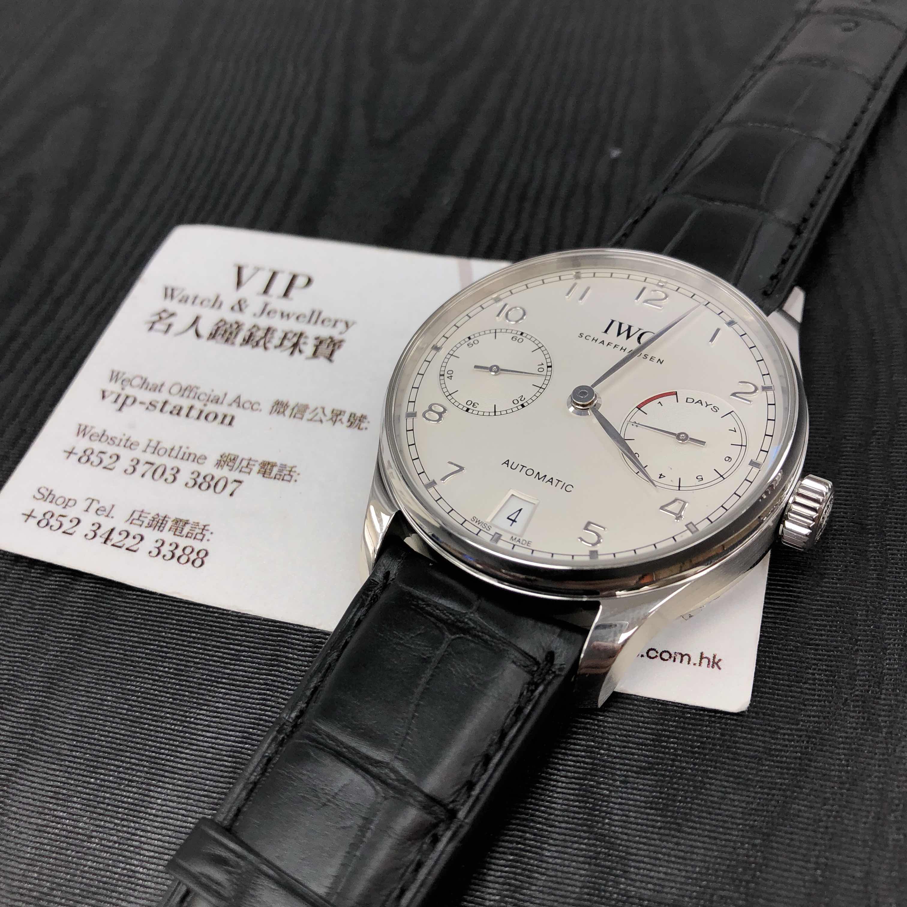 IWC IW500712 Portuguese Replica - Automatic - Steel Case - Silver Dial - Black Alligator Strap - View 4