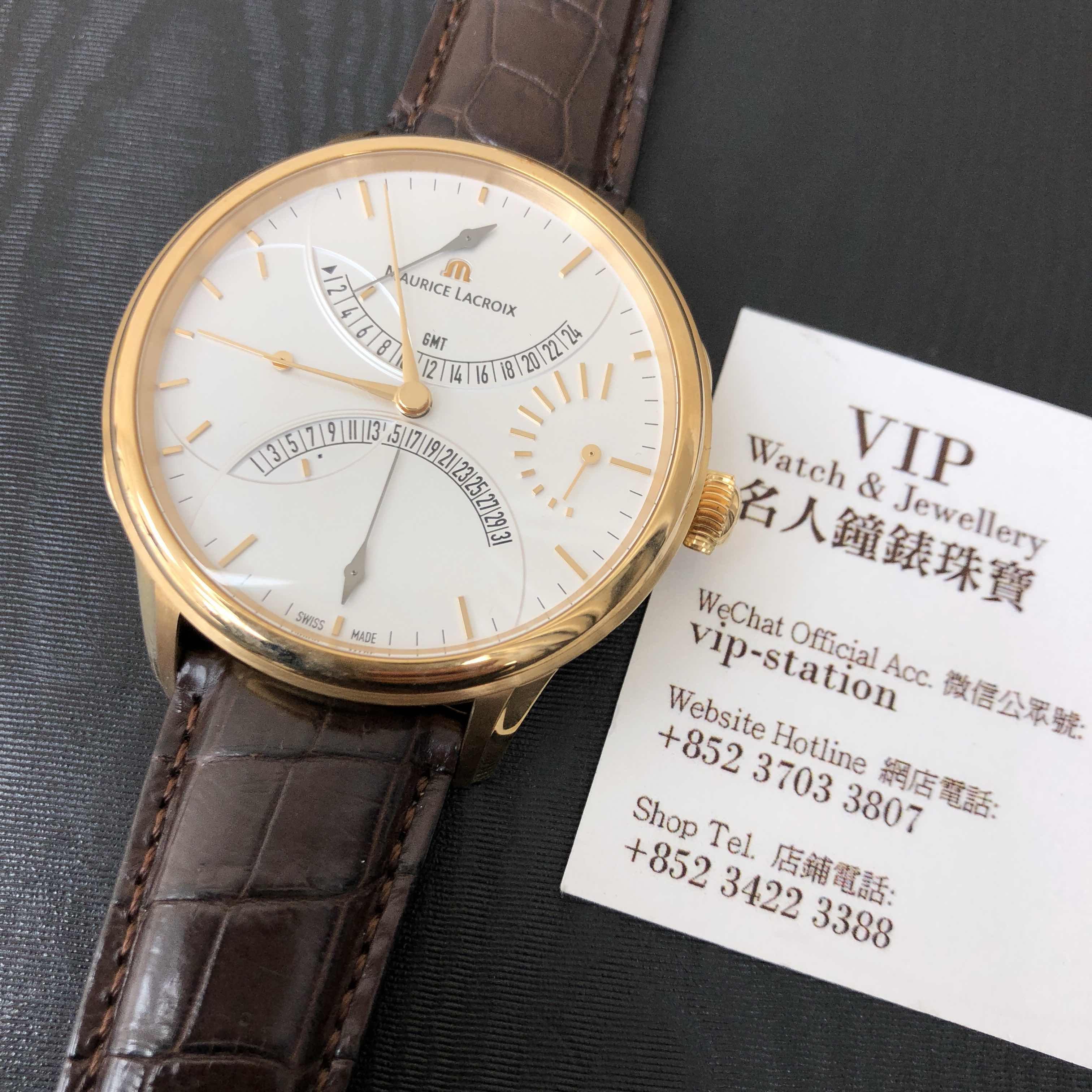 Maurice Lacroix MP7218-PG101-130 Manual Wind - 18kt Rose Gold Case - White Dial - Brown Alligator Strap - View 4