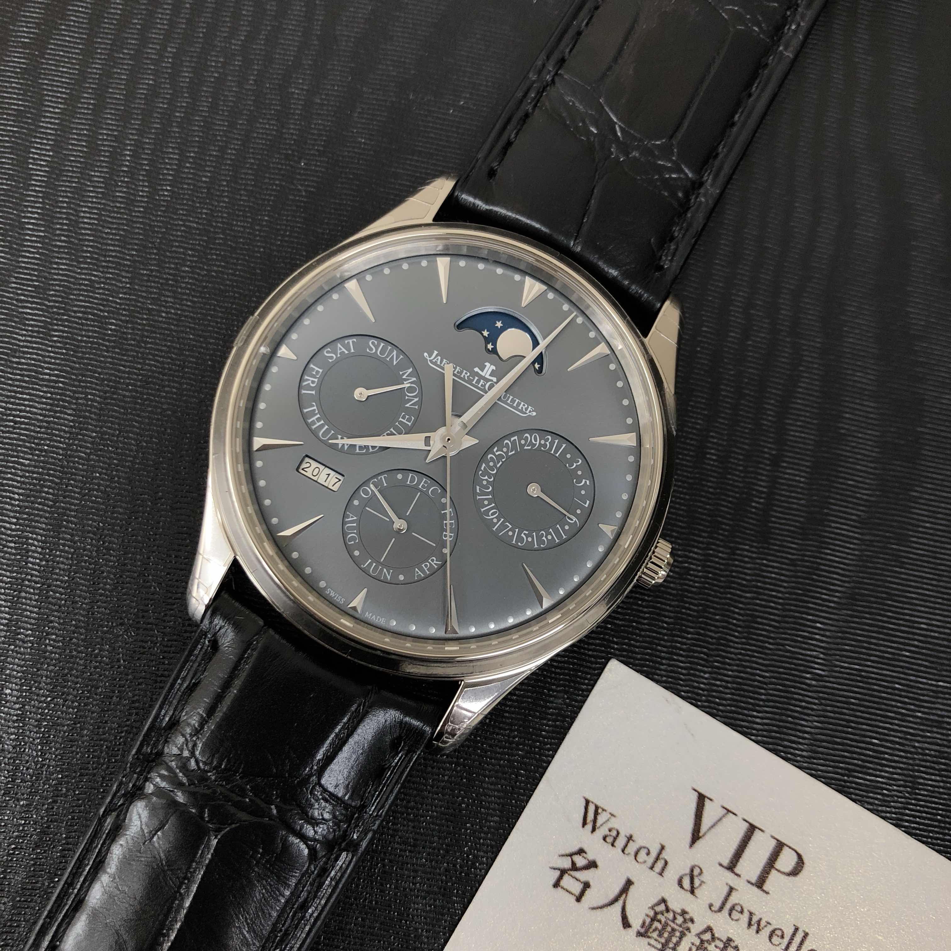 Jaeger-Lecoultre Q130354J Replica - Ultra Thin - Automatic - Steel Case - Gray Dial - Black Alligator Strap - View 4