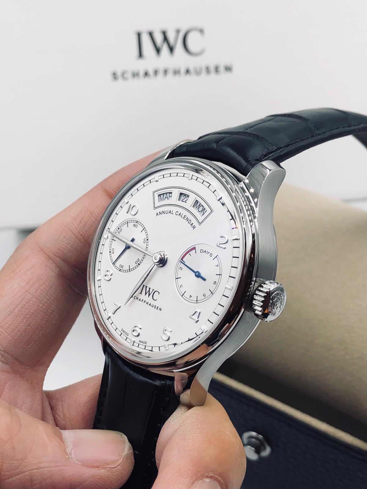 IWC Portuguese Replica - Automatic - Stainless Steel - White Dial - Black Alligator Strap - View 4