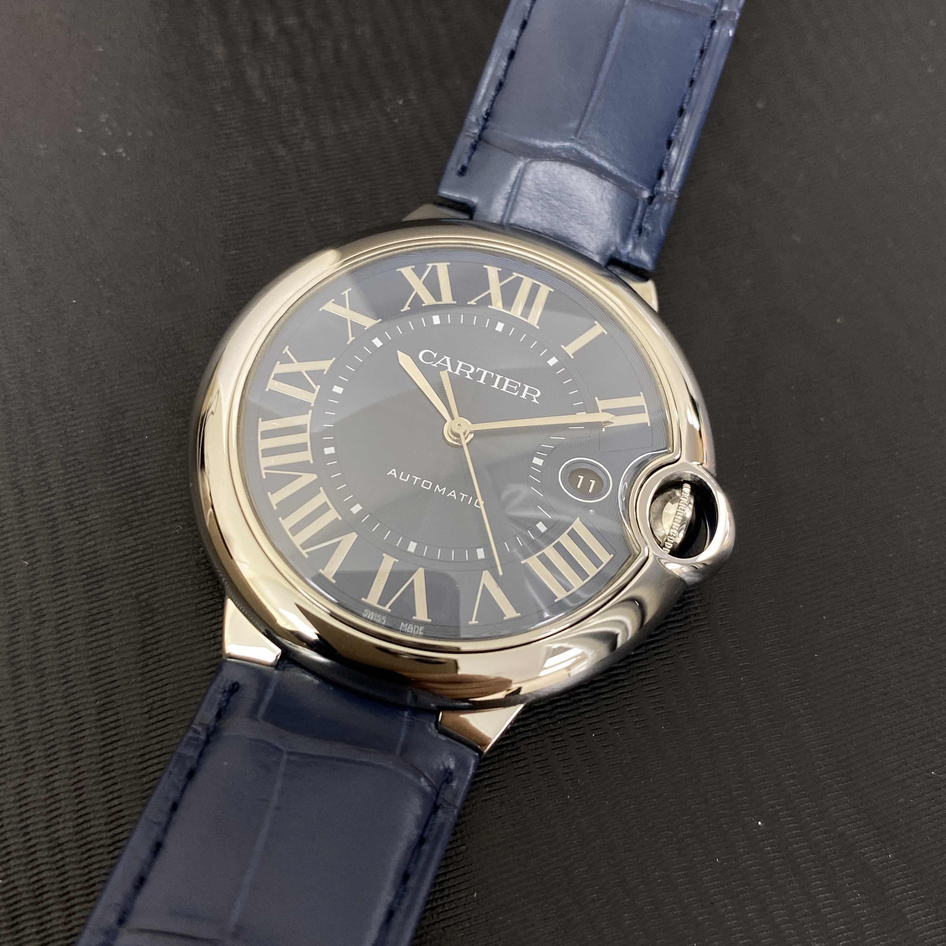 Cartier Ballon Bleu Replica - Steel - Blue Dial - Alligator - View 4