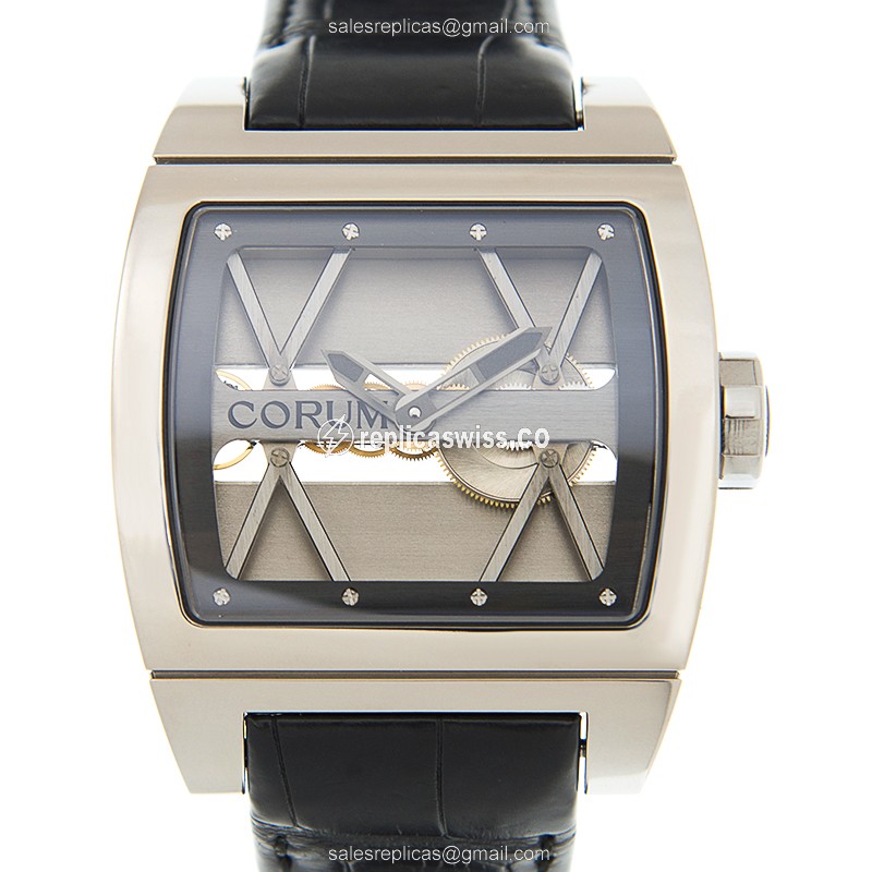 Corum 007.400.04-0F81 BRIDGE Manual - Titanium Case - Dark Grey Dial - Black Alligator Strap