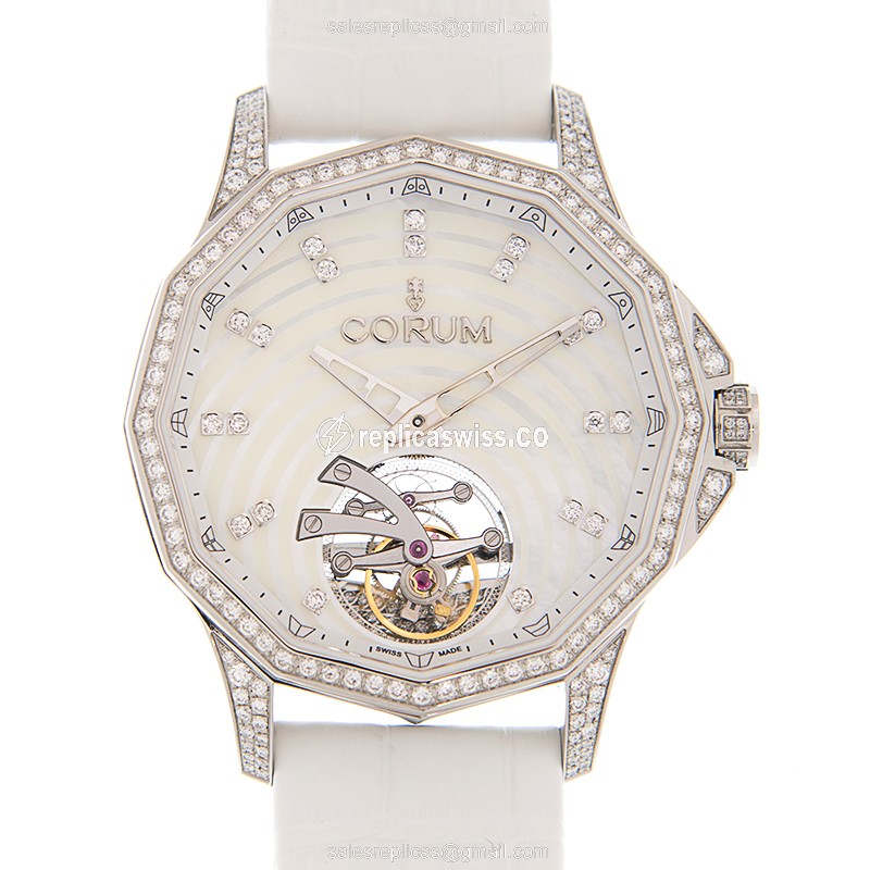 Corum Admiral's Cup Replica - Automatic - Stainless Steel - White Dial - Alligator White Strap