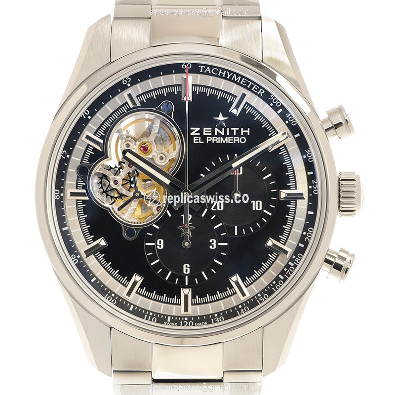 Zenith Chronomaster Automatic - Stainless Steel Case - Black Dial - Silver Steel Strap - Luxury Replica CHRONOMASTER Watch
