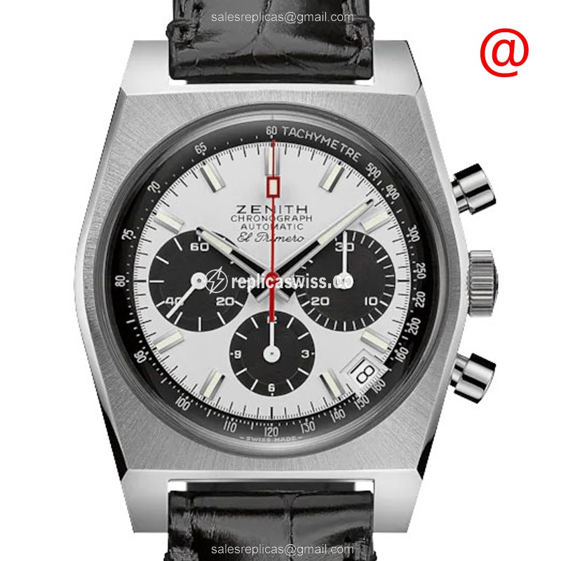 Zenith Chronomaster Replica - Automatic - Steel Case - White Dial on Black Alligator Strap