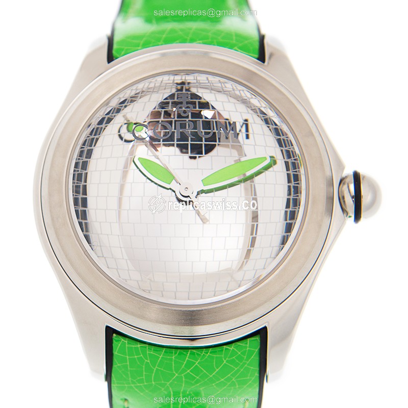Corum Bubble Automatic Replica - Silver Steel Case - Green Leather Strap - Sapphire Crystal
