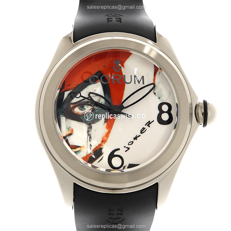 Corum Bubble Replica - Automatic - Stainless Steel - White Dial - Black Rubber Strap