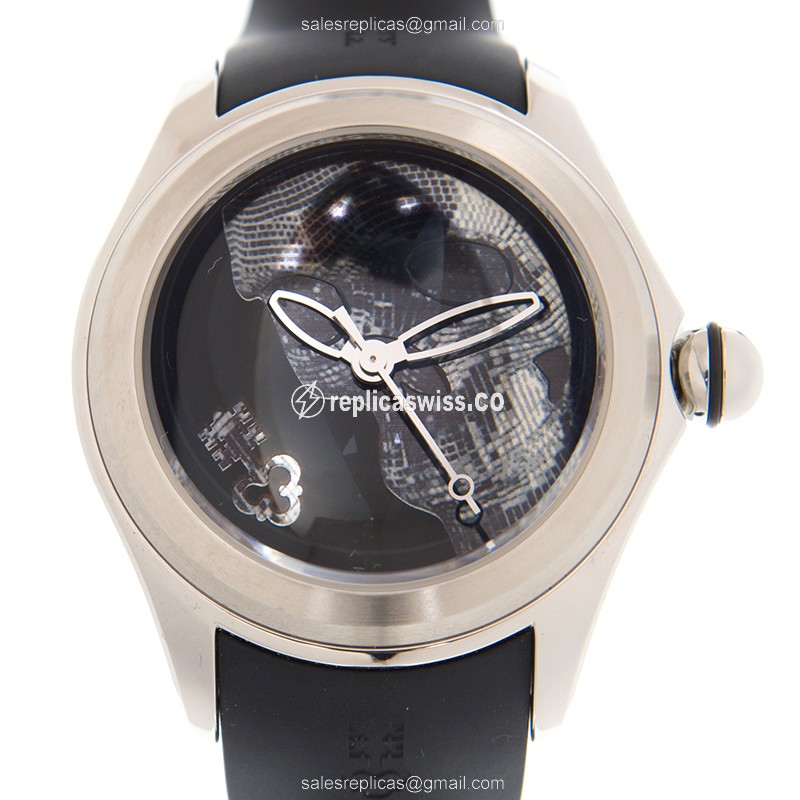 Corum Bubble Replica - Automatic - Steel Case - Black Dial - Black Rubber Strap - Luxury Replica BUBBLE Watch