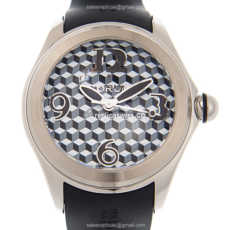 Corum Bubble Replica - Automatic - White Dial - Steel Case - Black Rubber Strap - Luxury Replica BUBBLE Watch