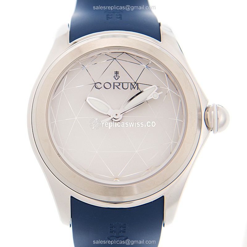 Corum Bubble Replica - Automatic - White Dial - Blue Rubber Strap - Buckle Clasp