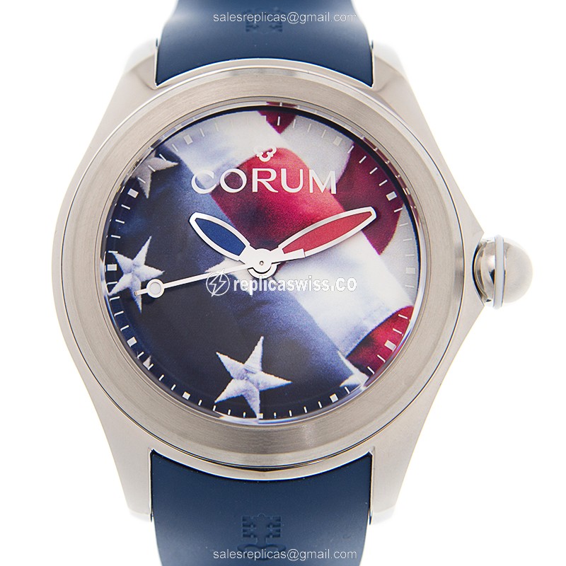 Corum Bubble Replica - Automatic - Blue Dial - Steel Case - Blue Rubber Strap