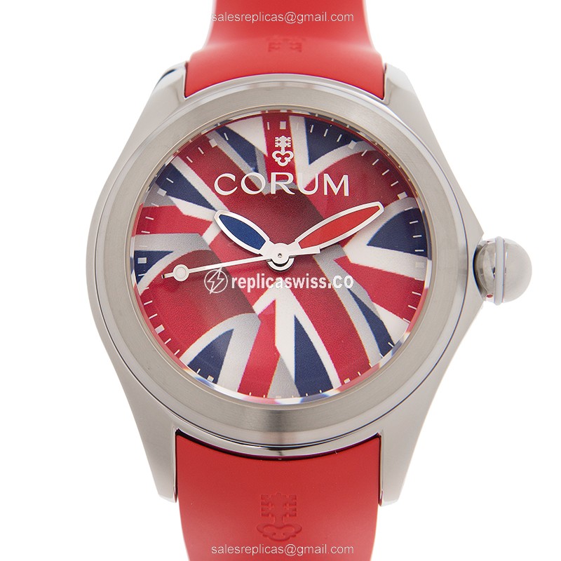 Corum Bubble Replica - Automatic - Steel Case - White Dial - Red Rubber Strap