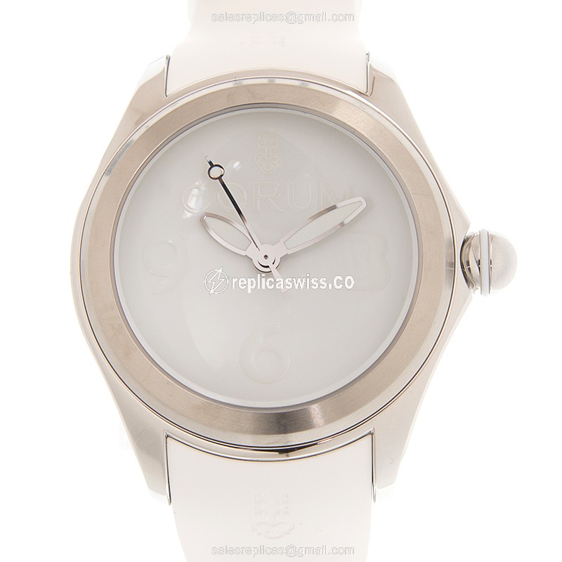 Corum Bubble Automatic Replica - White Dial - Stainless Steel Case - Rubber Strap - Luxury Replica BUBBLE Watch