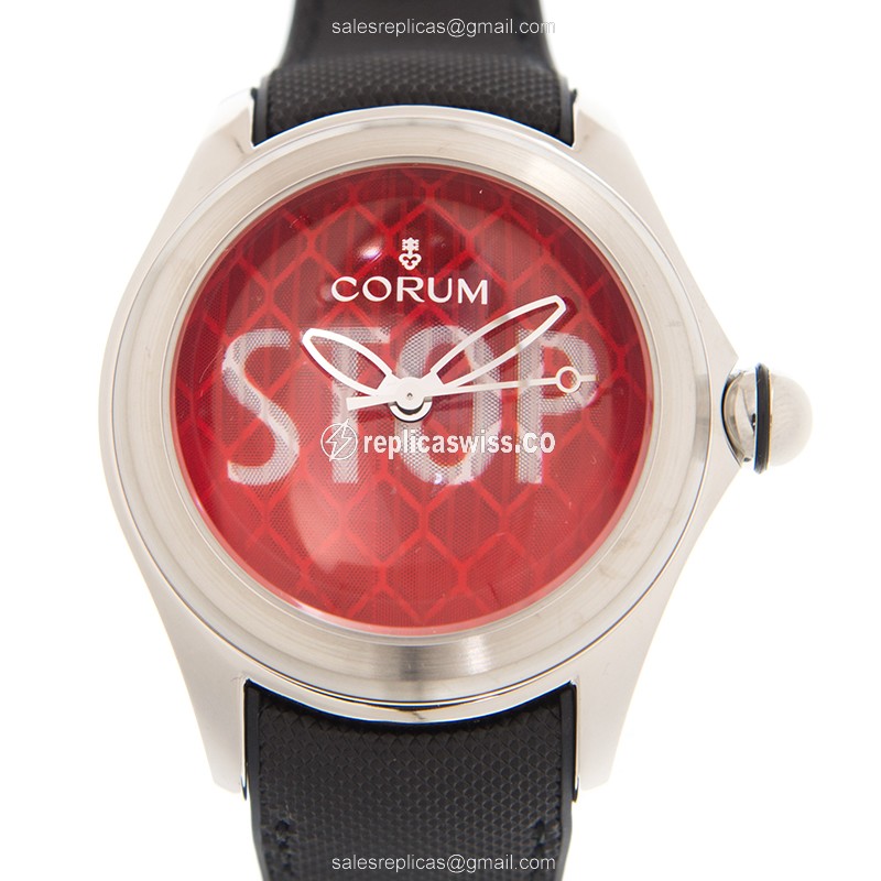 Corum Bubble Automatic - Red Dial - Black Rubber - Buckle Clasp