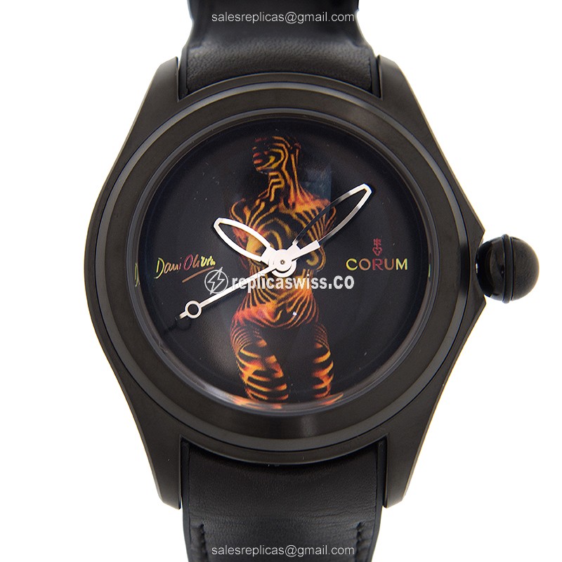 Corum Bubble Replica - Automatic - Black Dial - Leather Strap - Buckle Clasp - Luxury Replica BUBBLE Watch