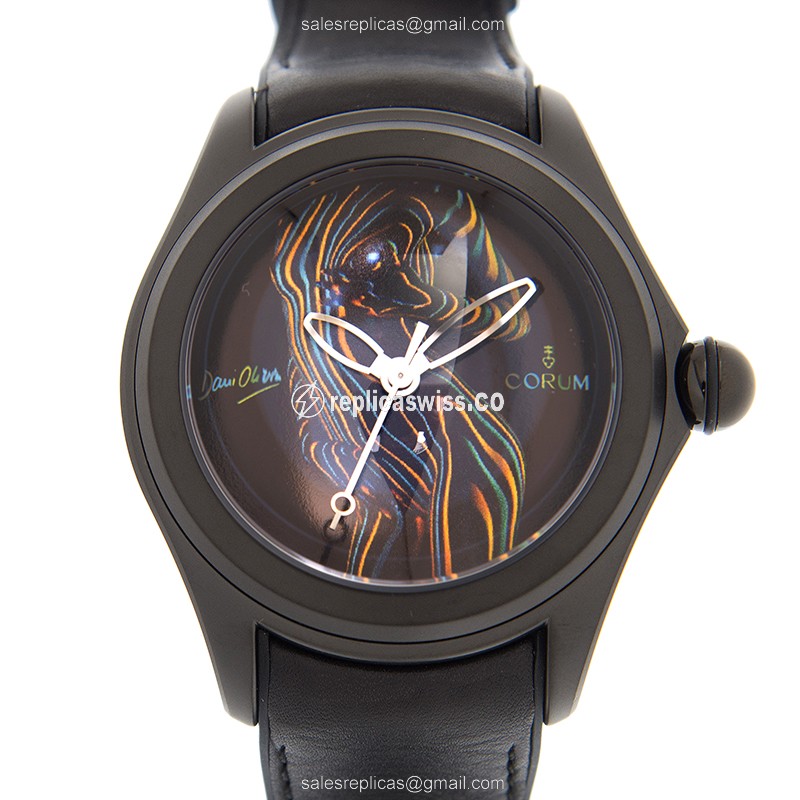 Corum Bubble Replica - Automatic - Stainless Steel - Black Dial - Rubber Strap - Buckle Clasp - Luxury Replica BUBBLE Watch