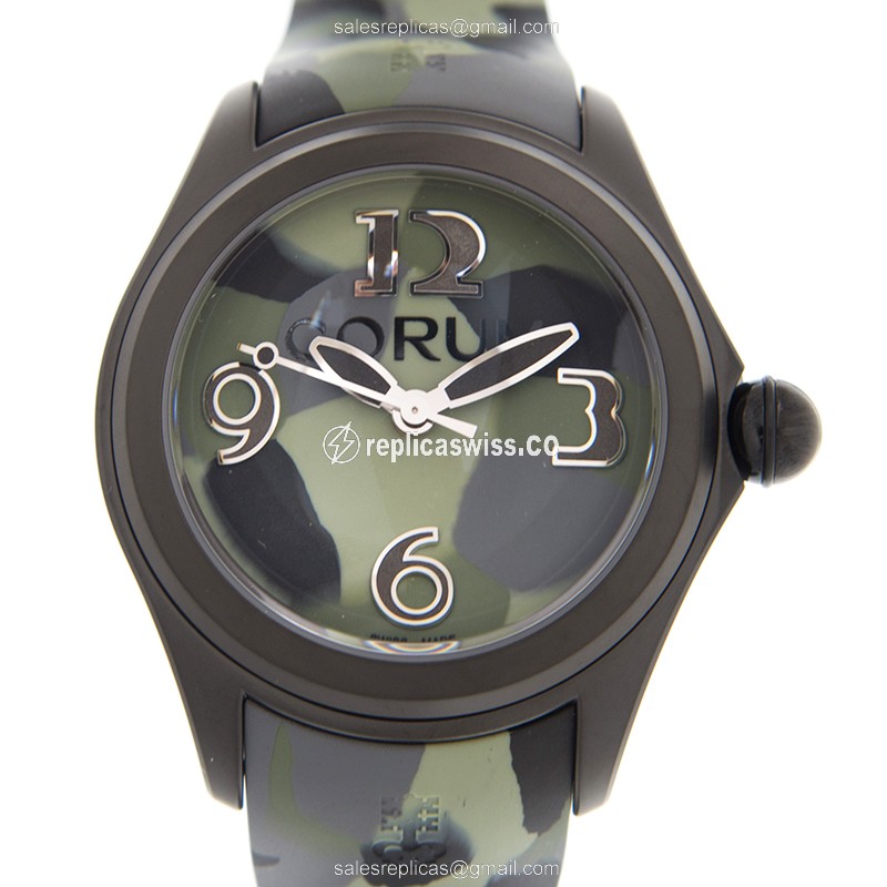 Corum Bubble Replica - Automatic - Stainless Steel - Black Dial - Leather Strap