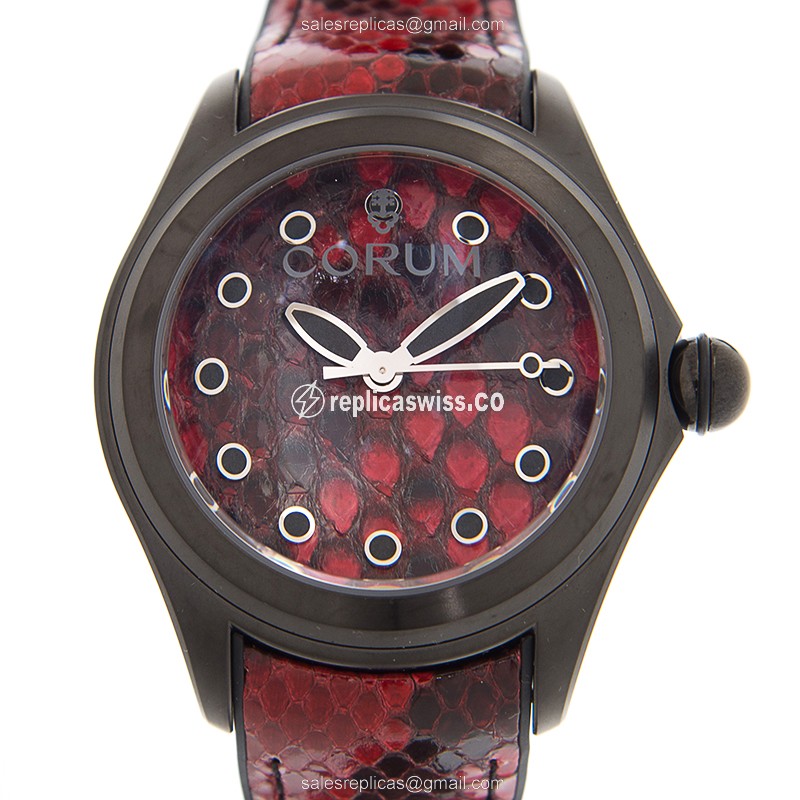 Corum Bubble Replica - Automatic - Red Dial - Steel Case - Red Leather Strap
