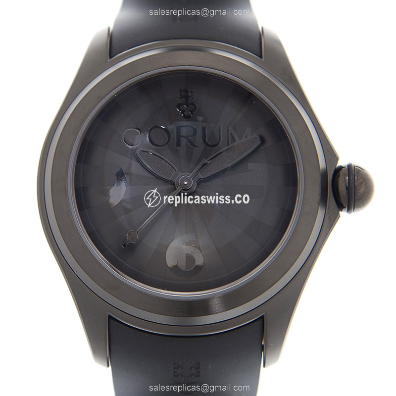 Corum Bubble Automatic - Black Dial - Stainless Steel Case - Rubber Strap - Buckle Clasp - Luxury Replica BUBBLE Watch