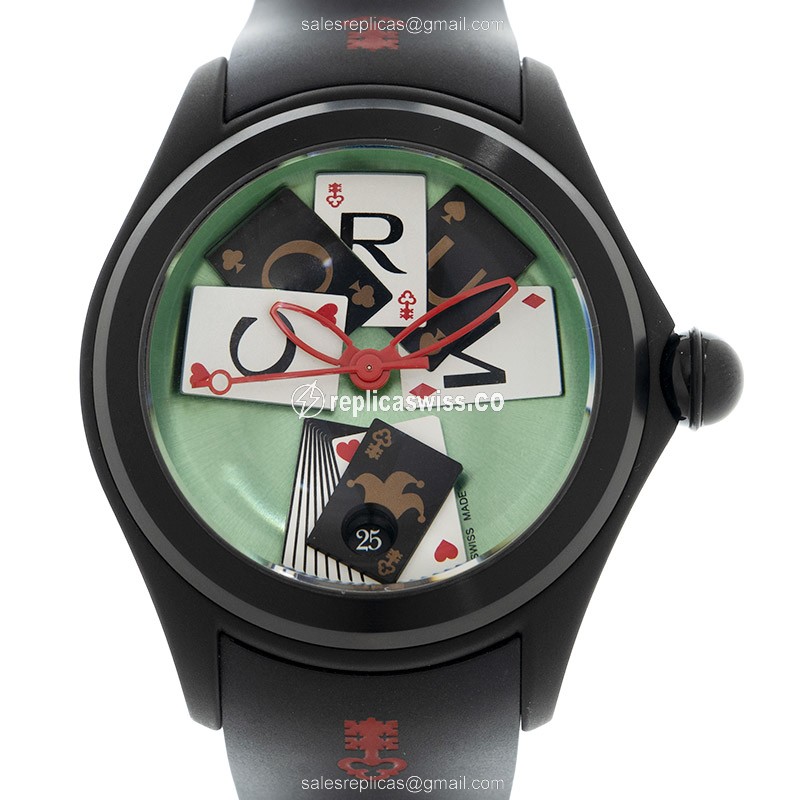 Corum Bubble Replica - Automatic - Green Dial - Steel Case - Black Rubber Strap - Luxury Replica BUBBLE Watch
