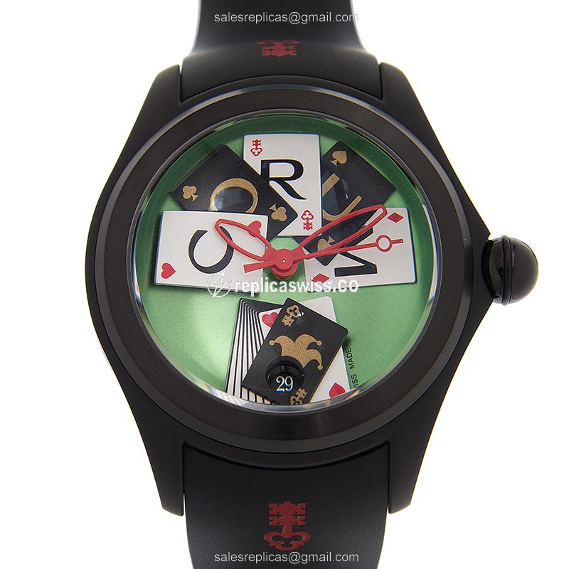 Corum Bubble Replica - Automatic - Green Dial - Stainless Steel - Black Rubber Buckle