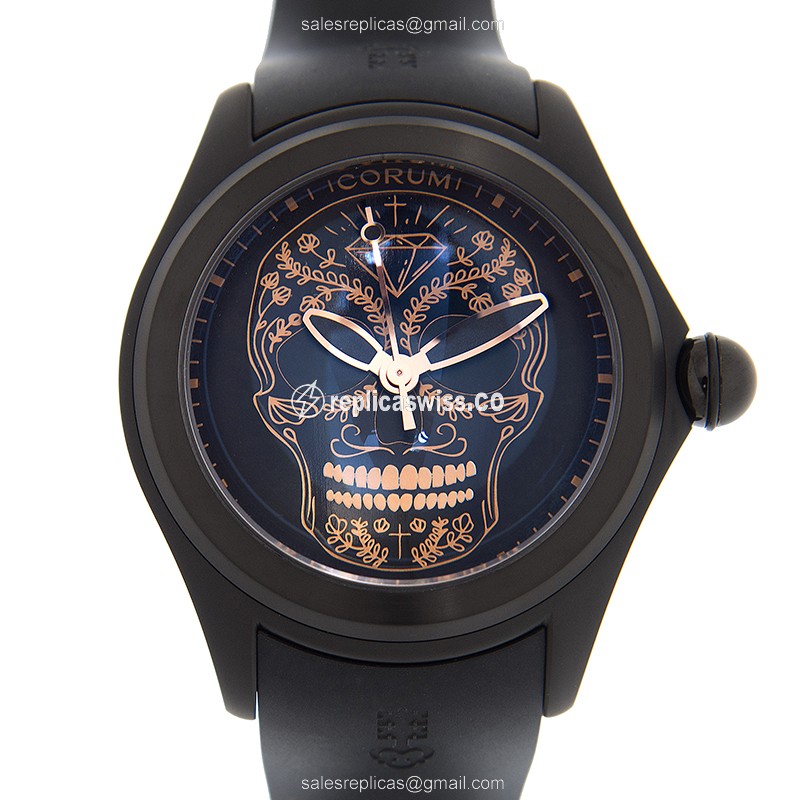Corum Bubble Replica - Automatic - Black Dial - Stainless Steel - Rubber Strap - Luxury Replica BUBBLE Watch