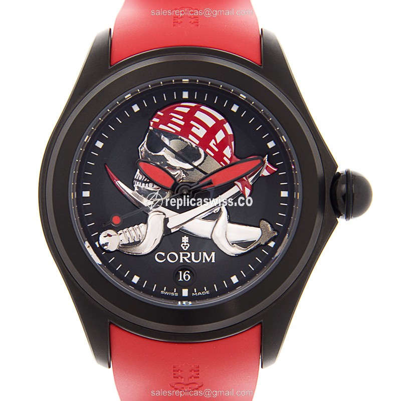Corum PIRA Bubble Replica - Automatic - Black Dial - Red Rubber Strap - Sapphire Crystal