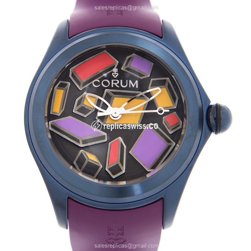 Corum Bubble Replica - Automatic - Steel Case - Black Dial - Purple Rubber Strap